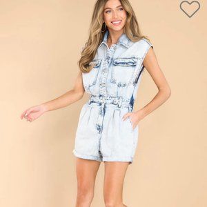 BLANK NYC ACID WASH DENIM ROMPER MED EUC